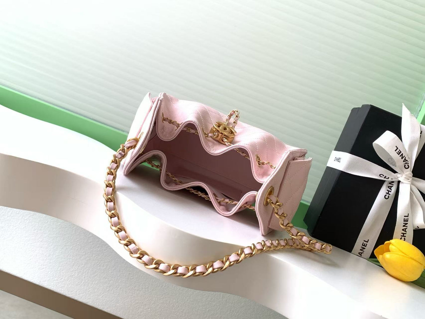 Chanel 2026 Hobo Bag 22cm Muted Pink Caviar Leather