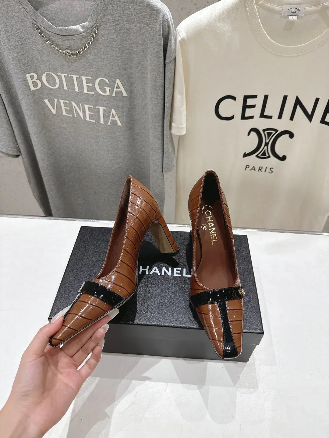 Channel 2026 Embossed Patent Calfskin 85mm Pumps 896450