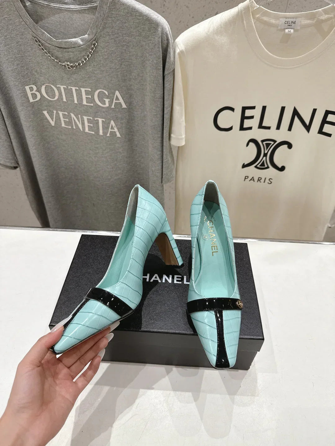 Channel 2026 Embossed Patent Calfskin 85mm Pumps 896450