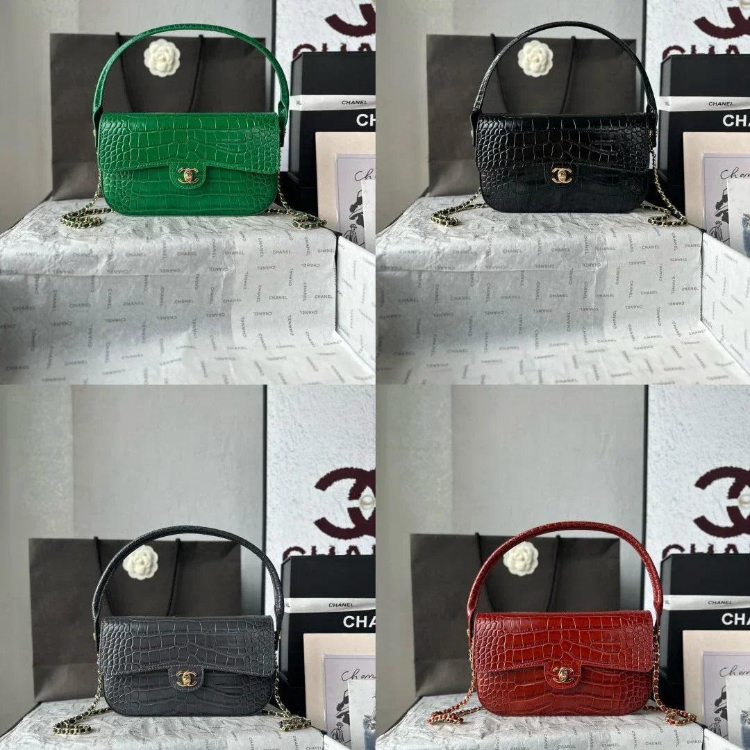 Chanel 2026 Crocodile Embossed Flap Bag 26cm Calfskin