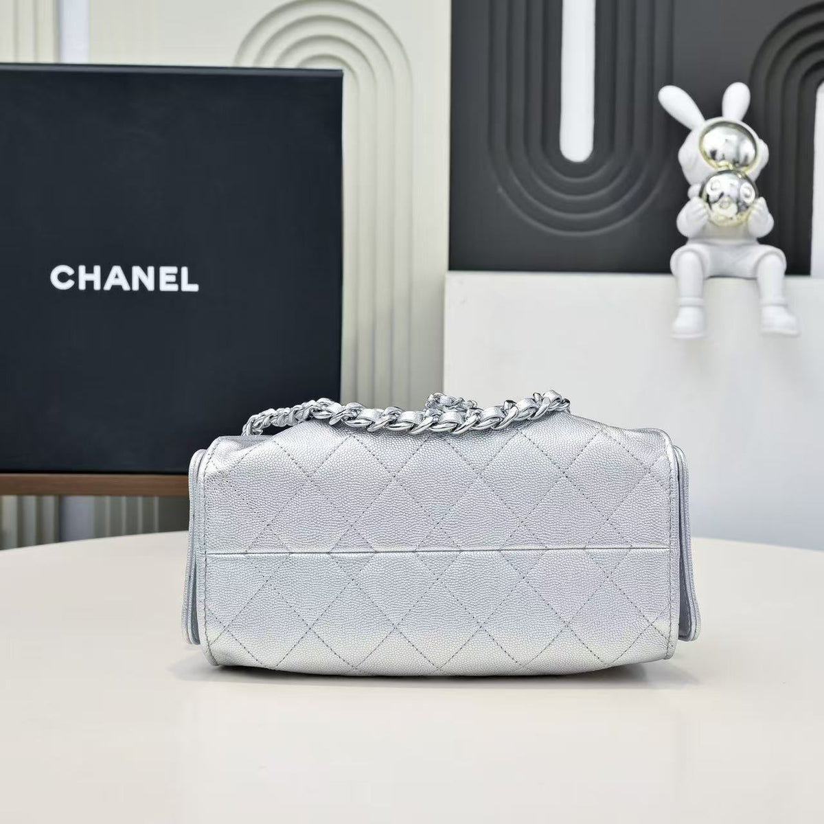 CC Cruise 25/26 Mini Handbag Sliver Caviar Leather
