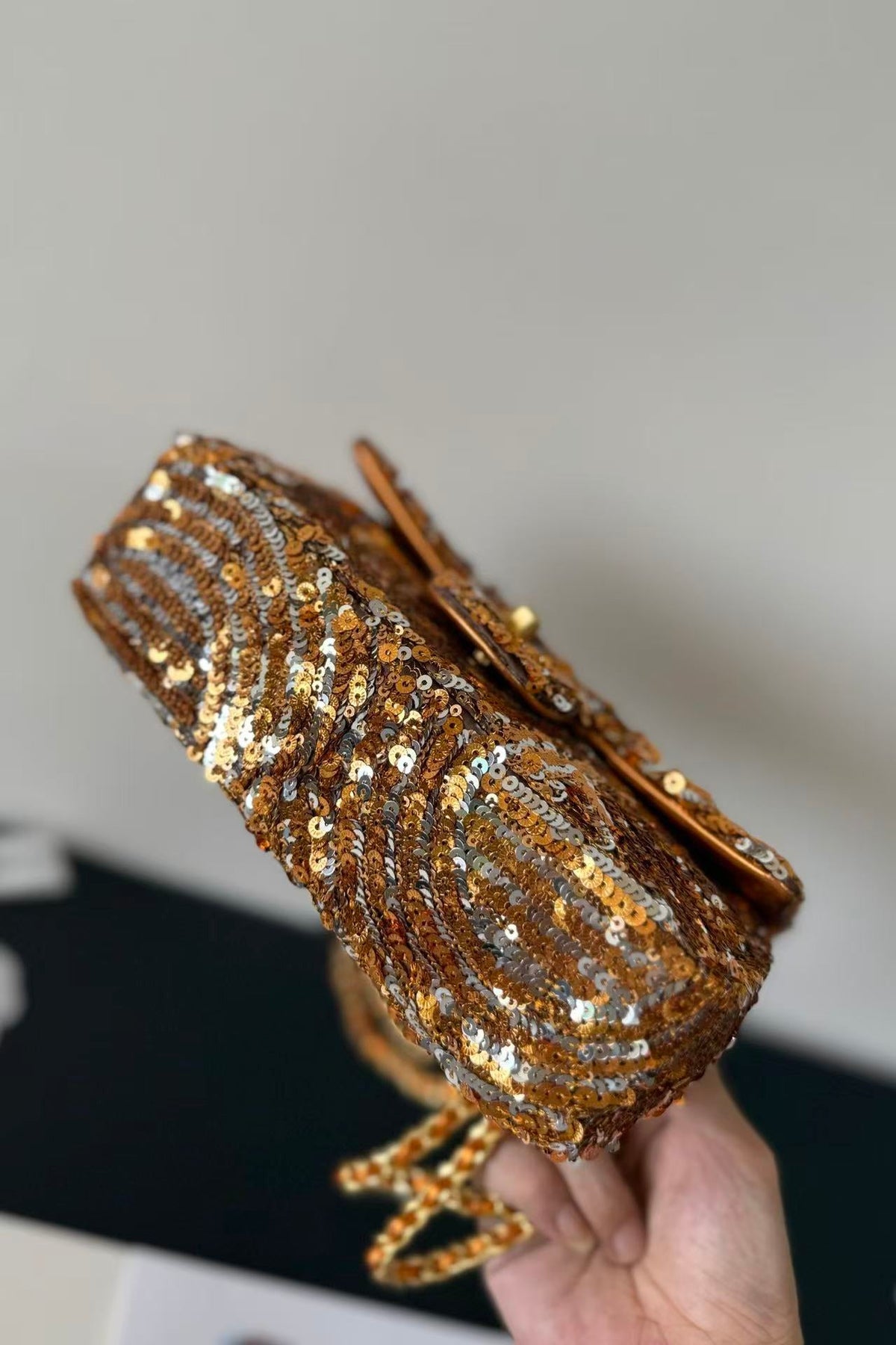 CC Mini Flap Bag 21cm Gold/Silver Sequin