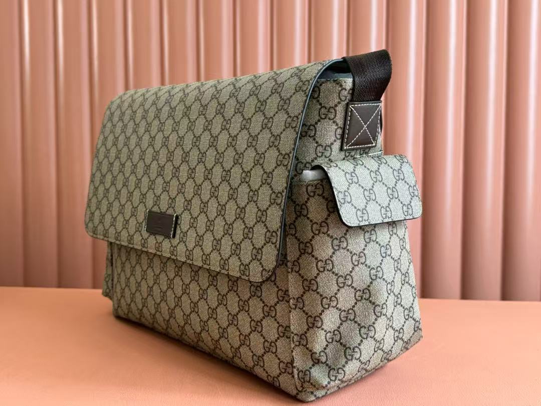 GG Supreme Large Changing Bag 44cm Beige Brown Canvas Leather Trim
