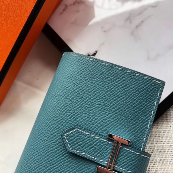 HM Bearn 10cm Mini Wallet In Blue Jean Epsom Leather