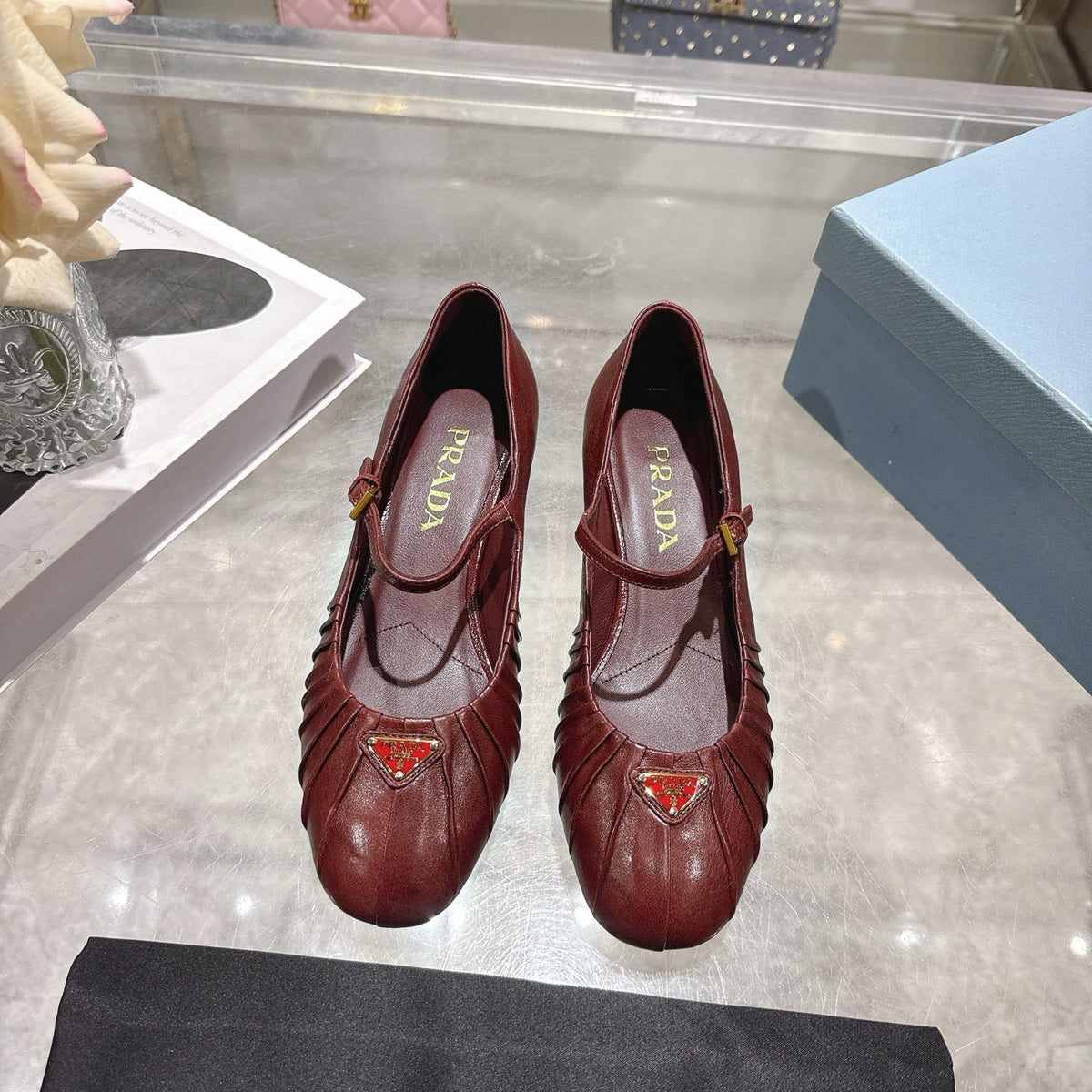 Prada 2026 Heel Ballet Shoe 40mm Sheepskin 715598