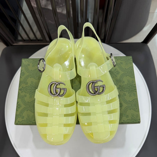 GG Sandals with Double G Light Yellow Sliver TPU 818208