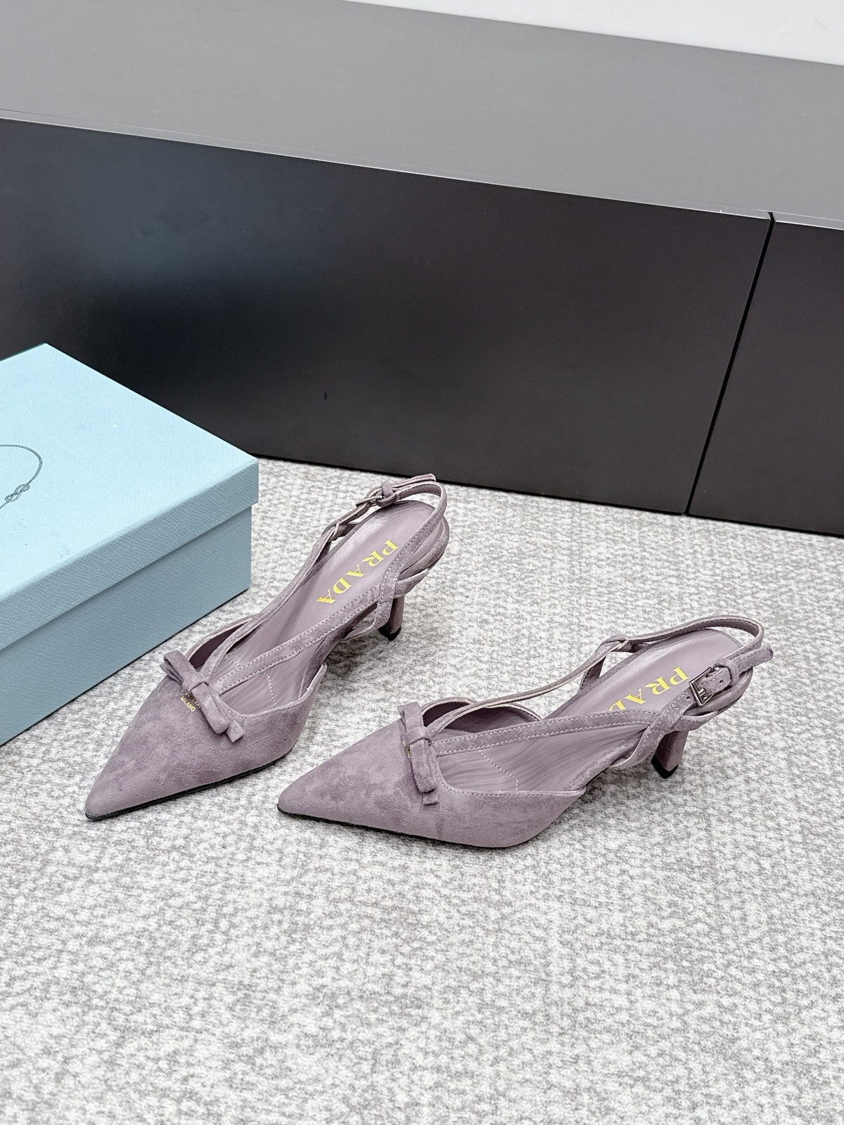 Prada 2026 Slingback 75mm Suede Lambskin 855699