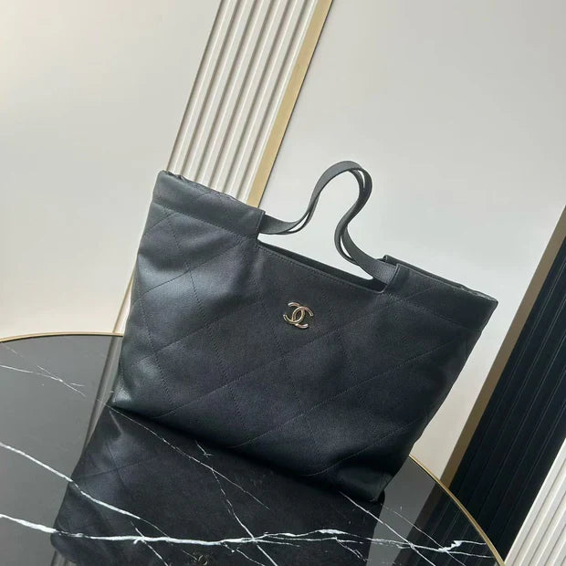 Chanel 2026 Preppy Tote Bag 30cm Brown And Black Grained Calfksin