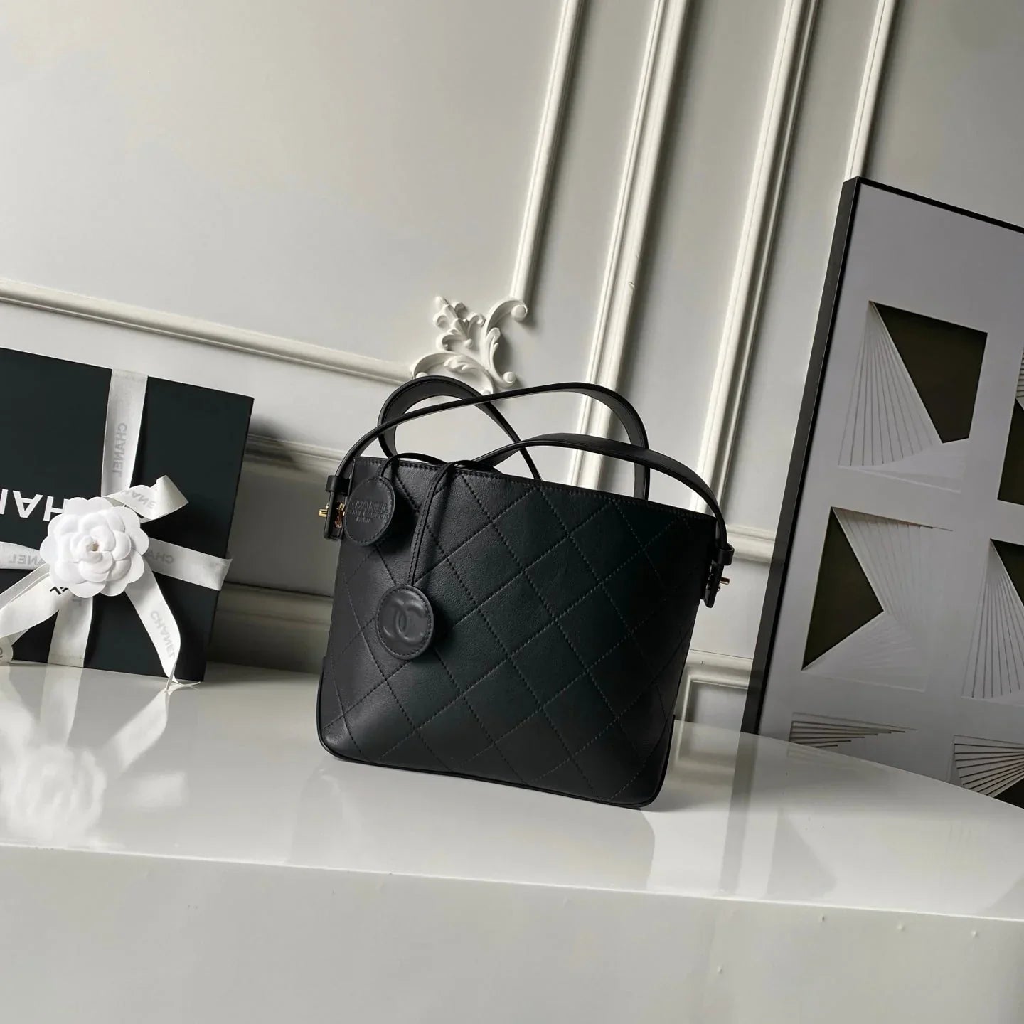 Chanel 2026 Bucket Bag 27.5cm Suede Calfskin