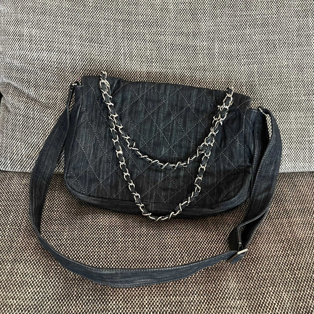 Chanel 2026 Stretch Spirit Messenger Bag Black Denim