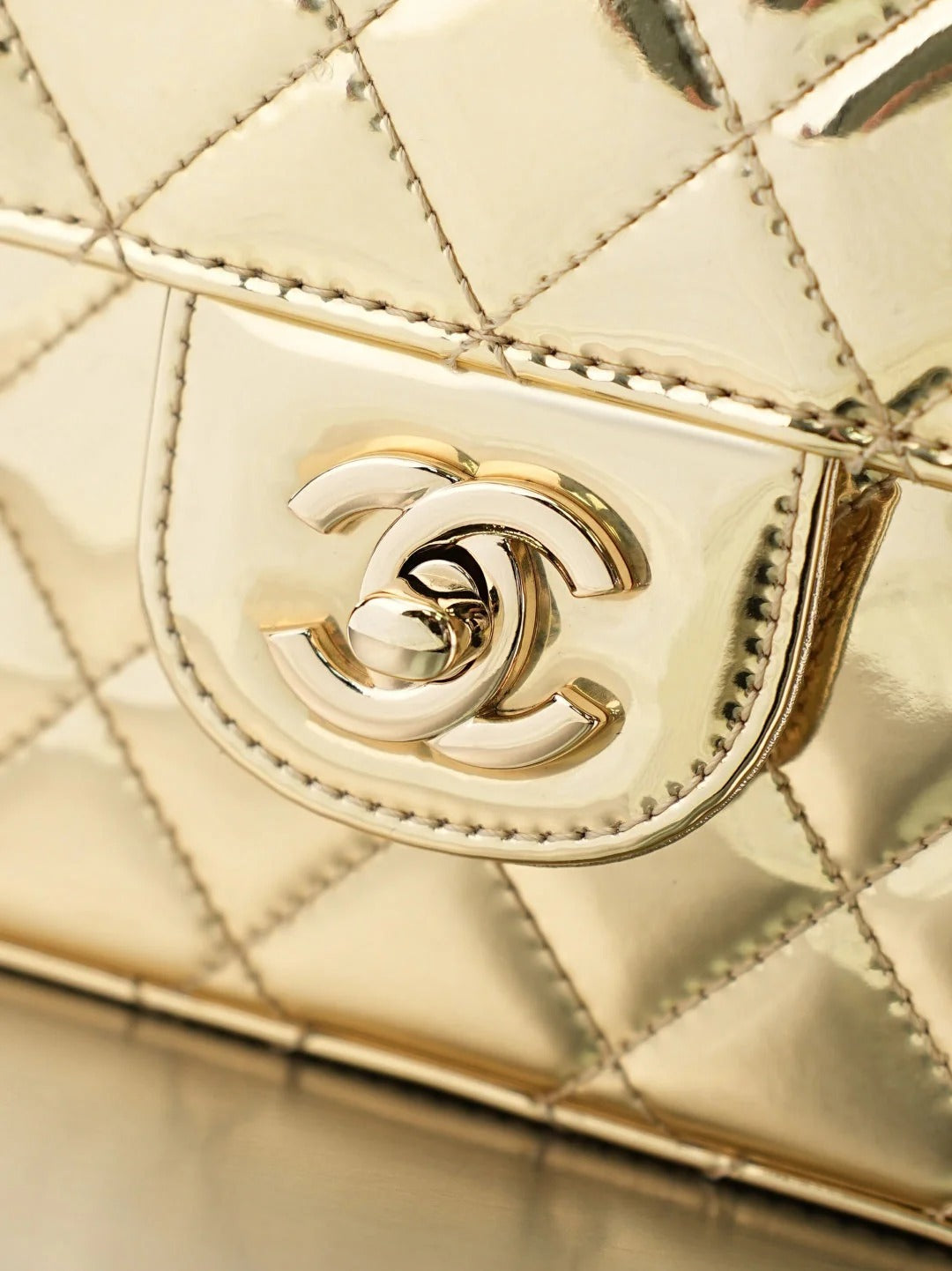 Chane 2026 Flap Mirror Bag Gold And Silver Metallic Calfskin