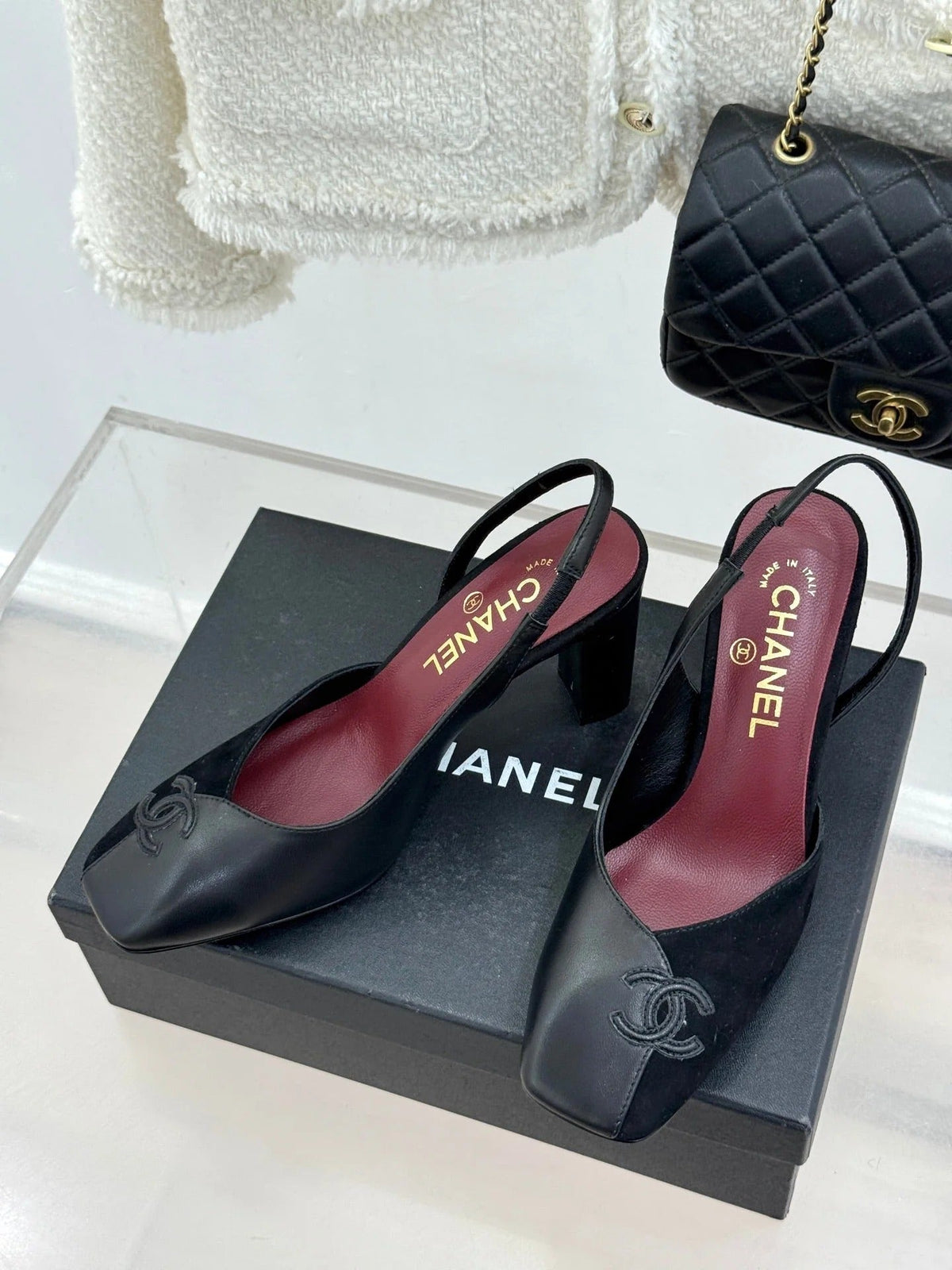 Chanel 26S Slingback 85mm Black in Cowhide Suede 706354