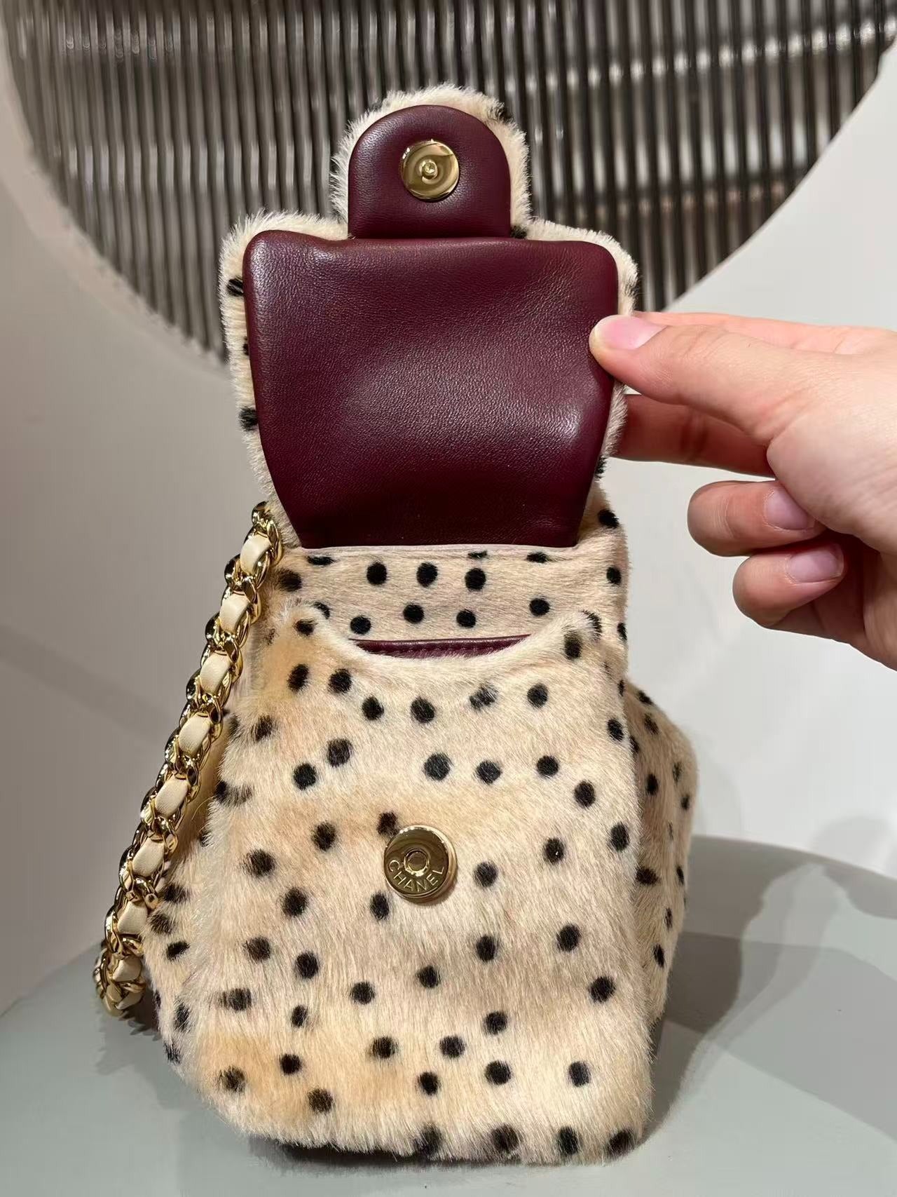 Chanel 2026 Hobo Bag 22cm Beige Black Plush Leather