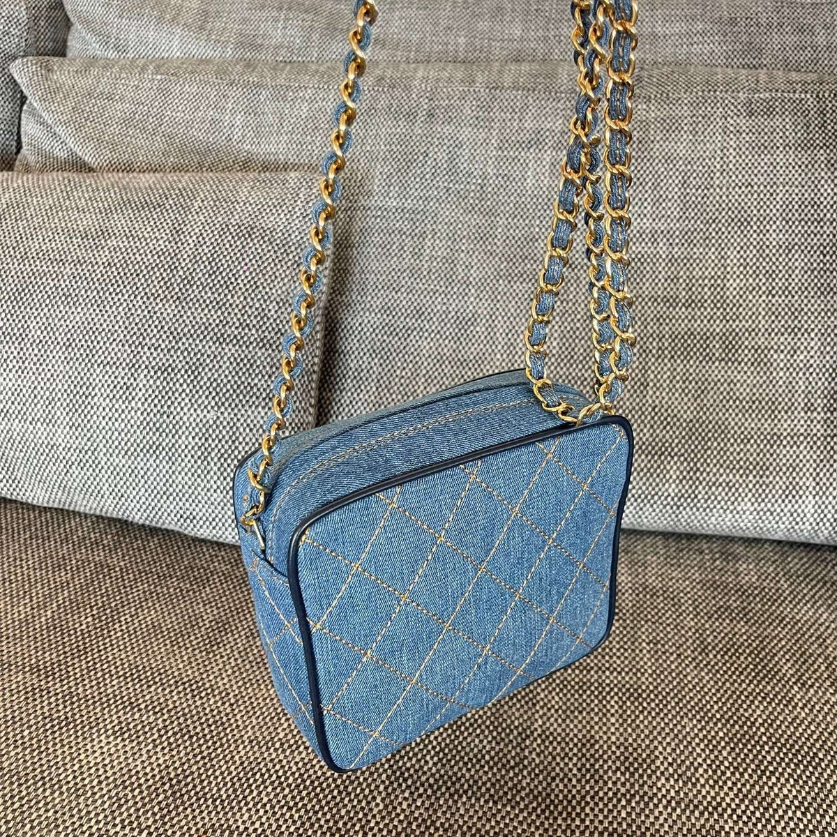 Chanel 2026 Camera Bag 17.5cm Blue Denim Leather