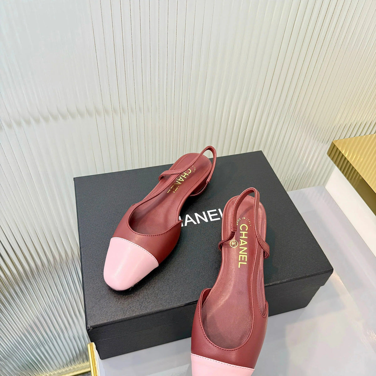CC 26 Slingback Flat Red Pink Lambskin 714025