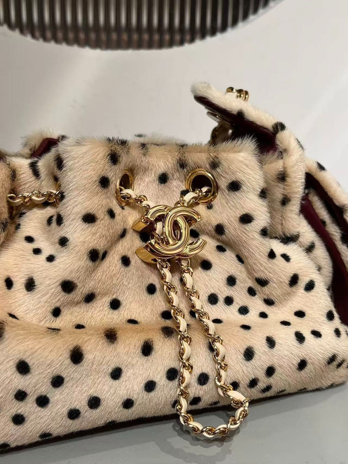 Chanel 2026 Hobo Bag 22cm Beige Black Plush Leather