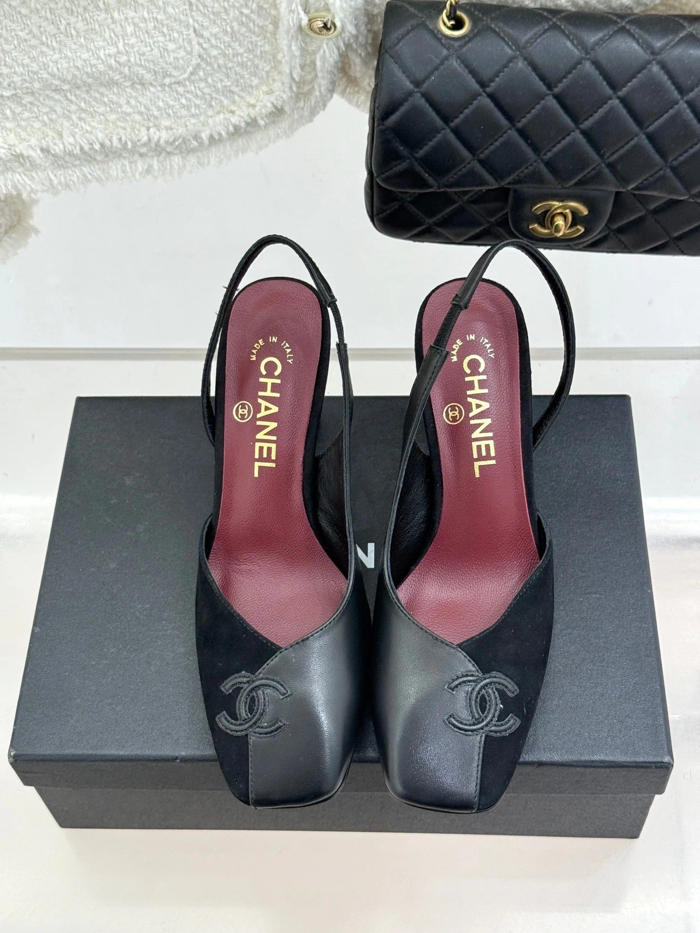 Chanel 26S Slingback 85mm Black in Cowhide Suede 706354