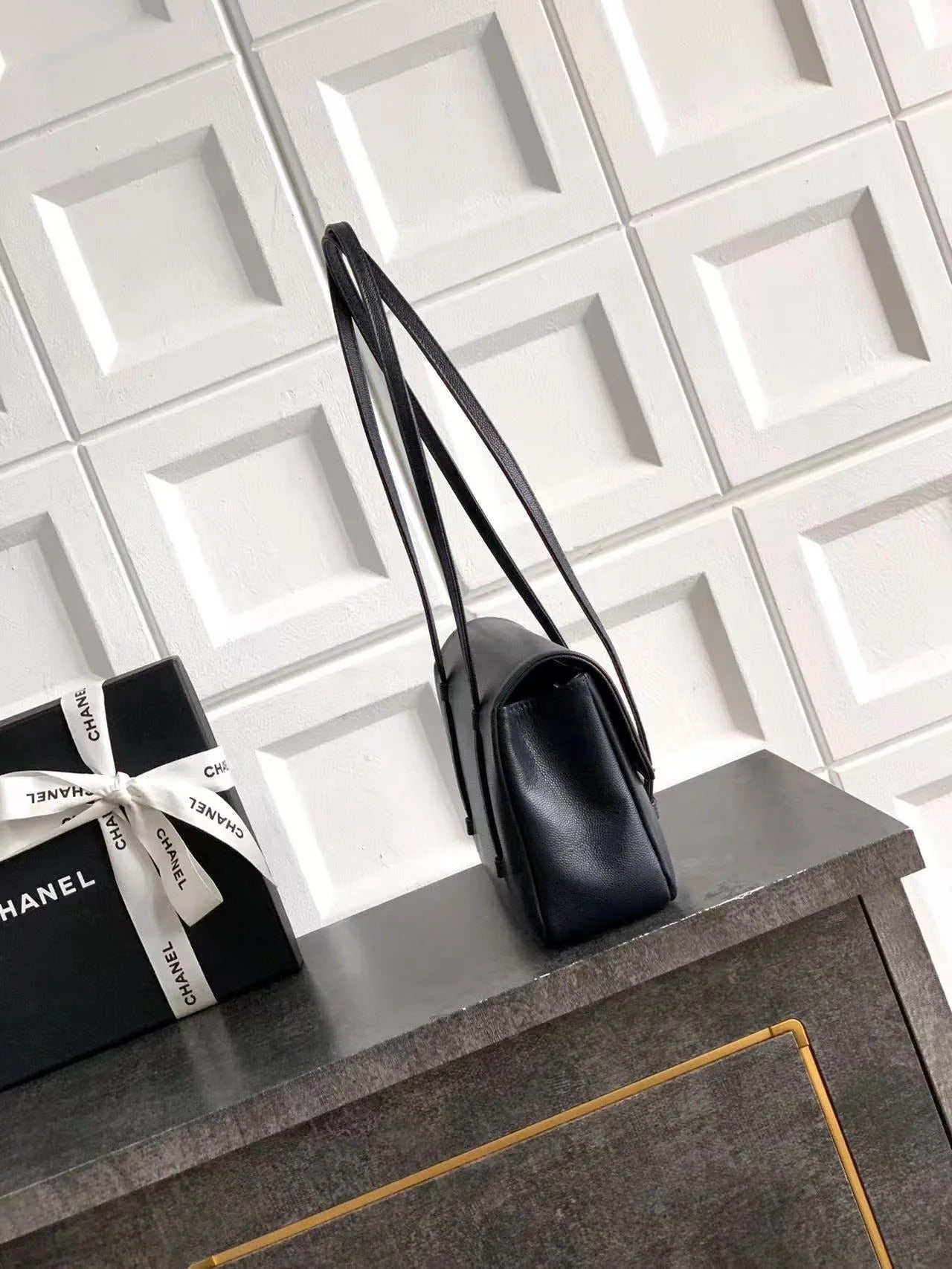 Chanel 2026 Shopping Bag 33cm Black Grained Calfskin