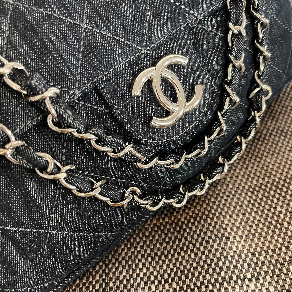 Chanel 2026 Stretch Spirit Messenger Bag Black Denim