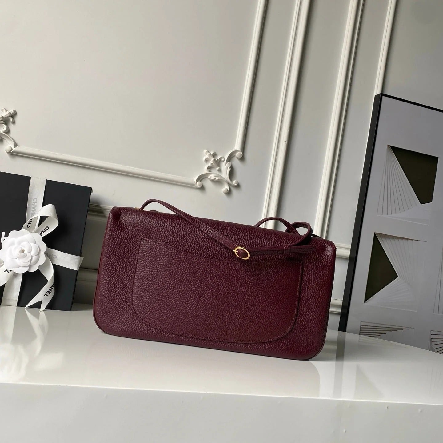 Chanel 2026 Maxi Bag 32cm Burgundy Calfskin Gold Hardware