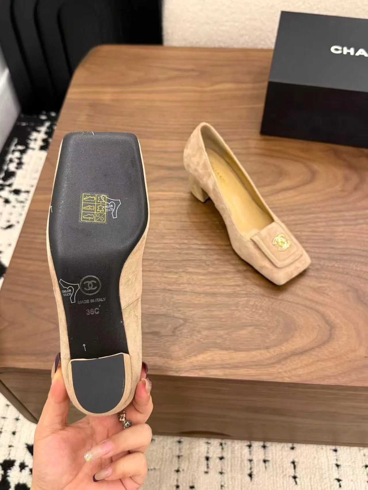 Chanel 2026 High Heel Pump Beige Suede Leather