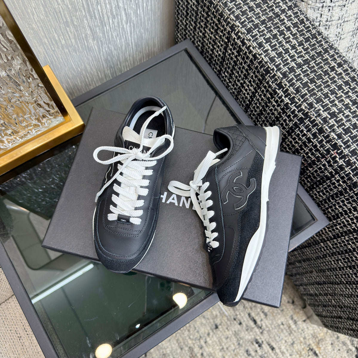 Chanel 2025 Sneaker Black  Cowhite & Suede 507457