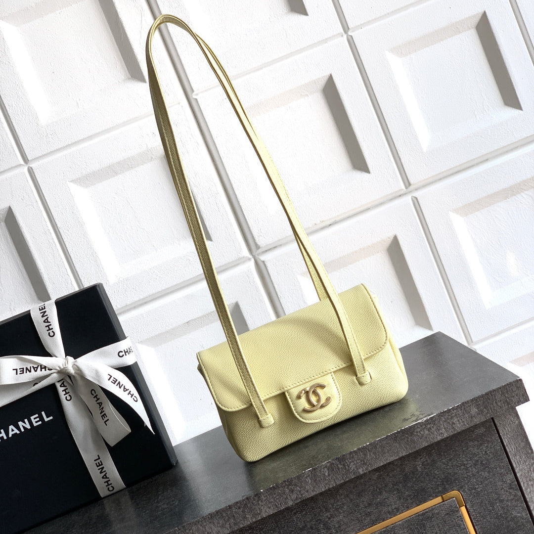 CC 26s Preppy Coco Bag 17cm Lemon Yellow Caviar Leather GHW