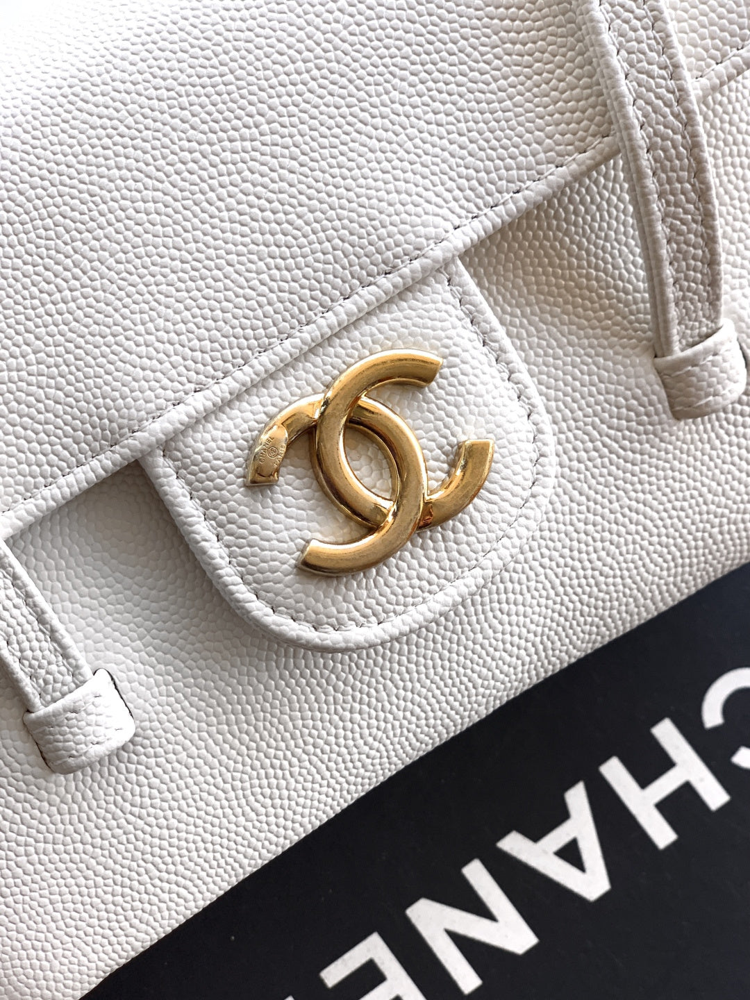 CC 26s Preppy Coco Bag 17cm White Caviar Leather GHW