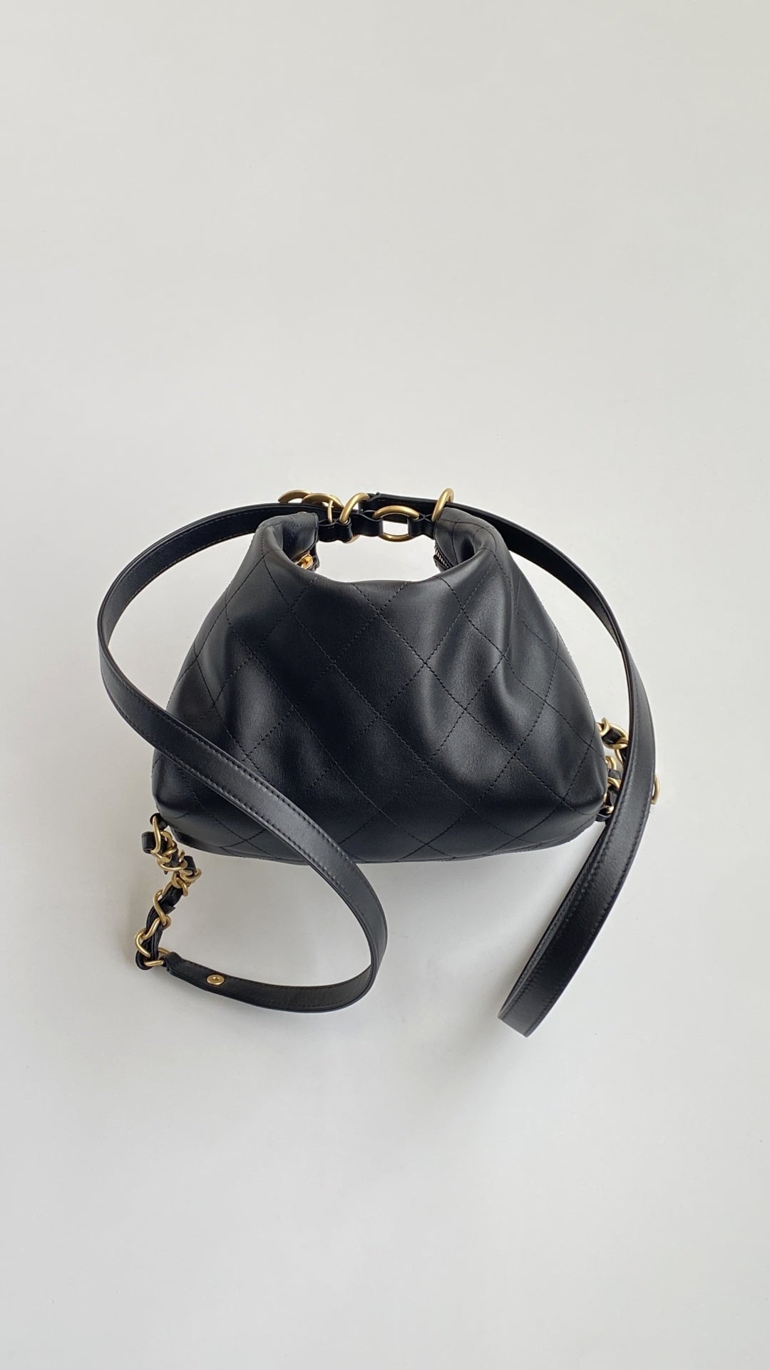 Chanel 25S Hobo Backpack Black Soft Calfskin