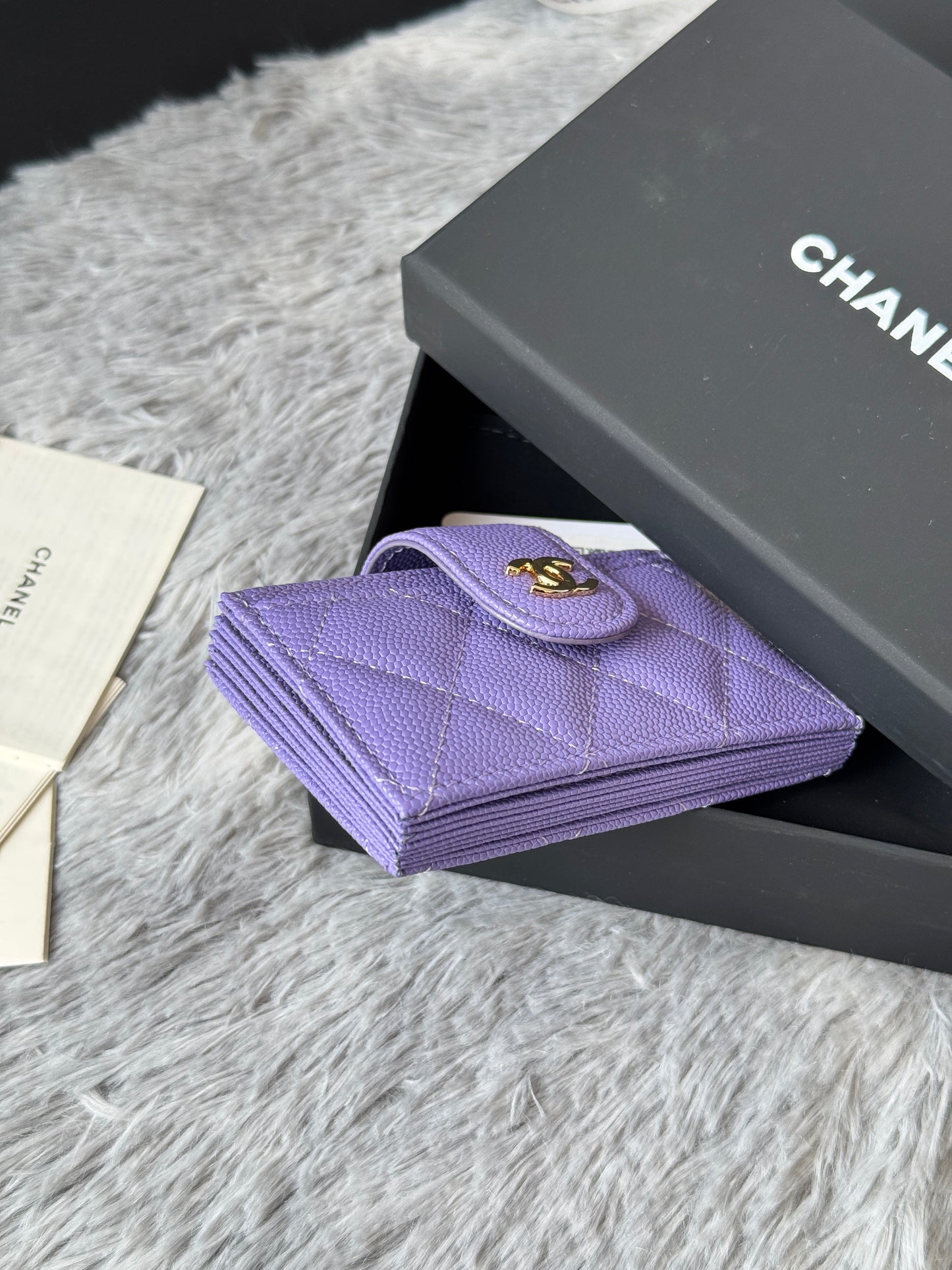 CC Accordion Card Holder Purple Gold-tone Metal Caviar 242657