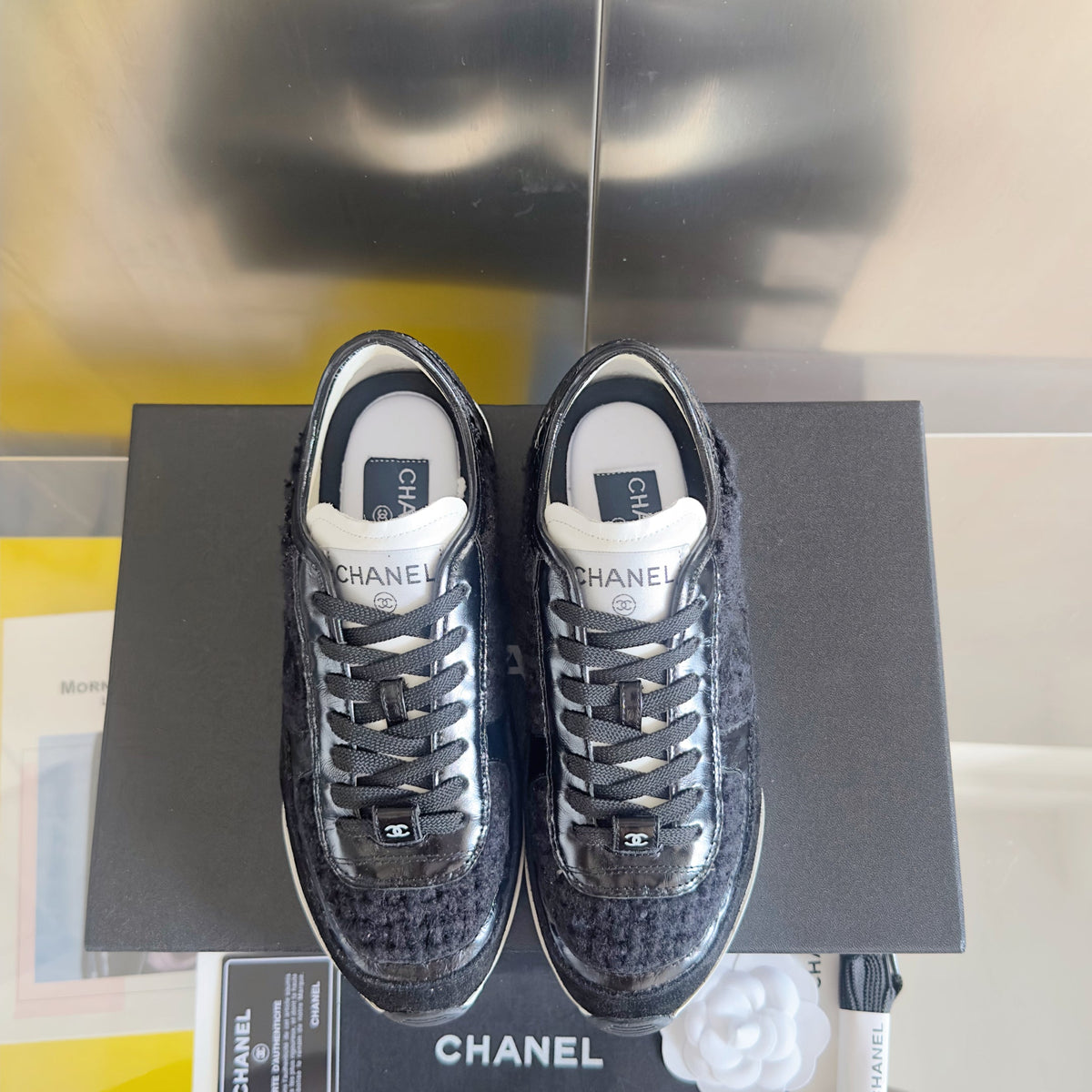 CC 25K British Baseball Shoes Black Woven Patent Leather 459738