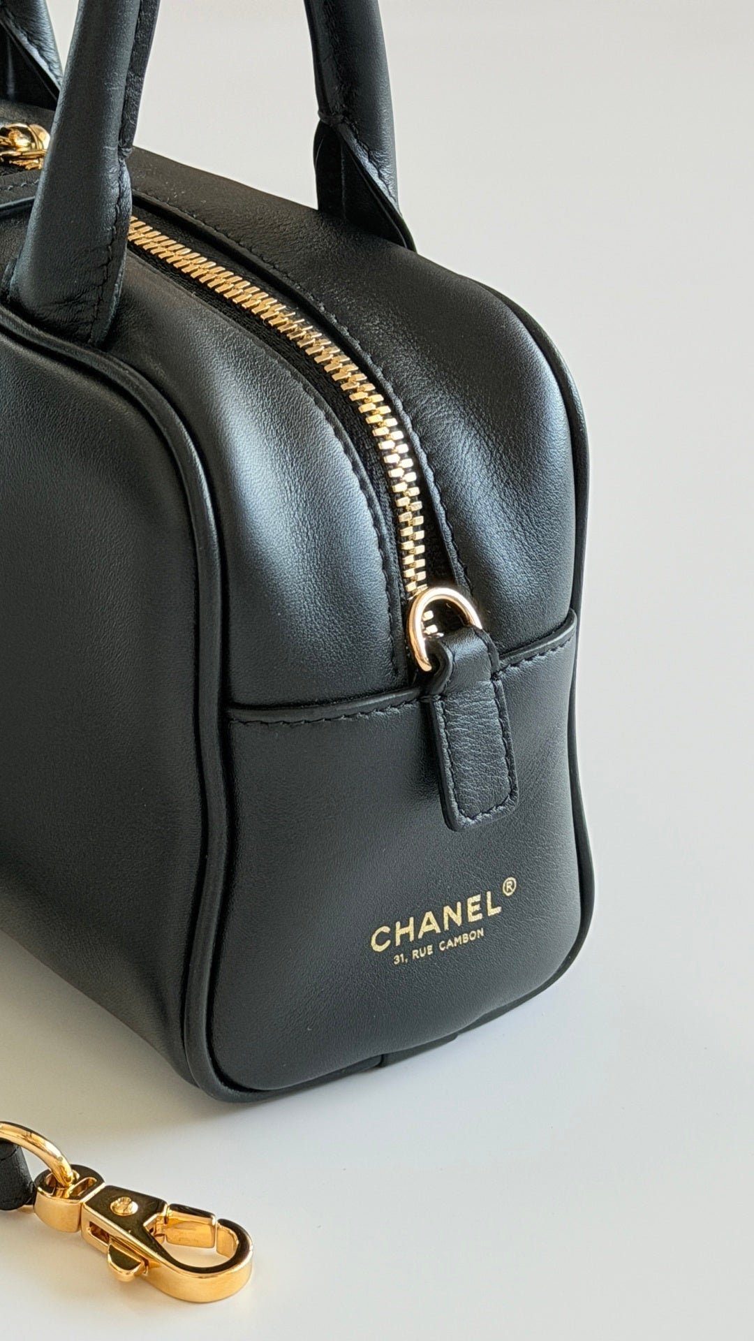 CC 26s Mini Bowling Ball Bag 21cm Black Calfskin