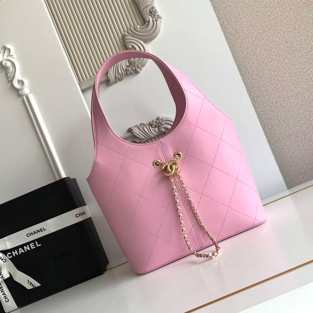 Chanel 2026 Basket Hobo Bag 35cm Pink Calfskin