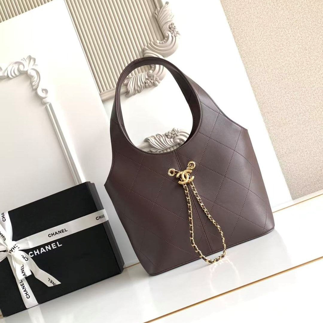 Chanel 2026 Basket Hobo Bag 35cm Coffee Calfskin