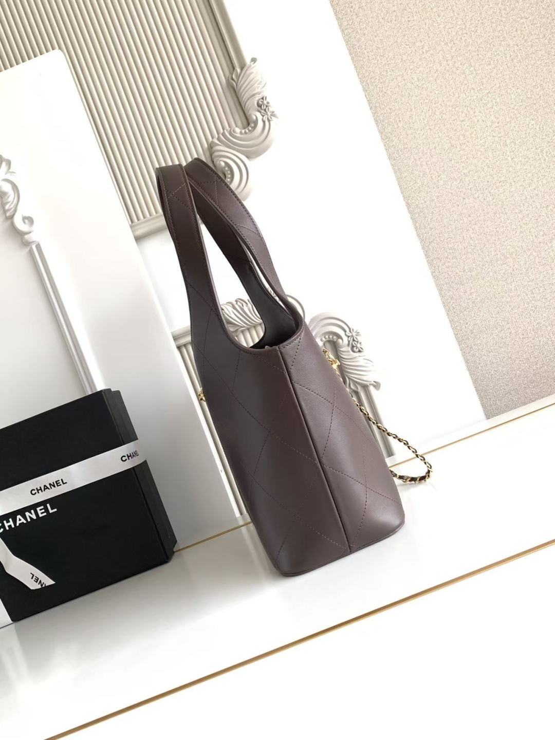 Chanel 2026 Basket Hobo Bag 35cm Coffee Calfskin