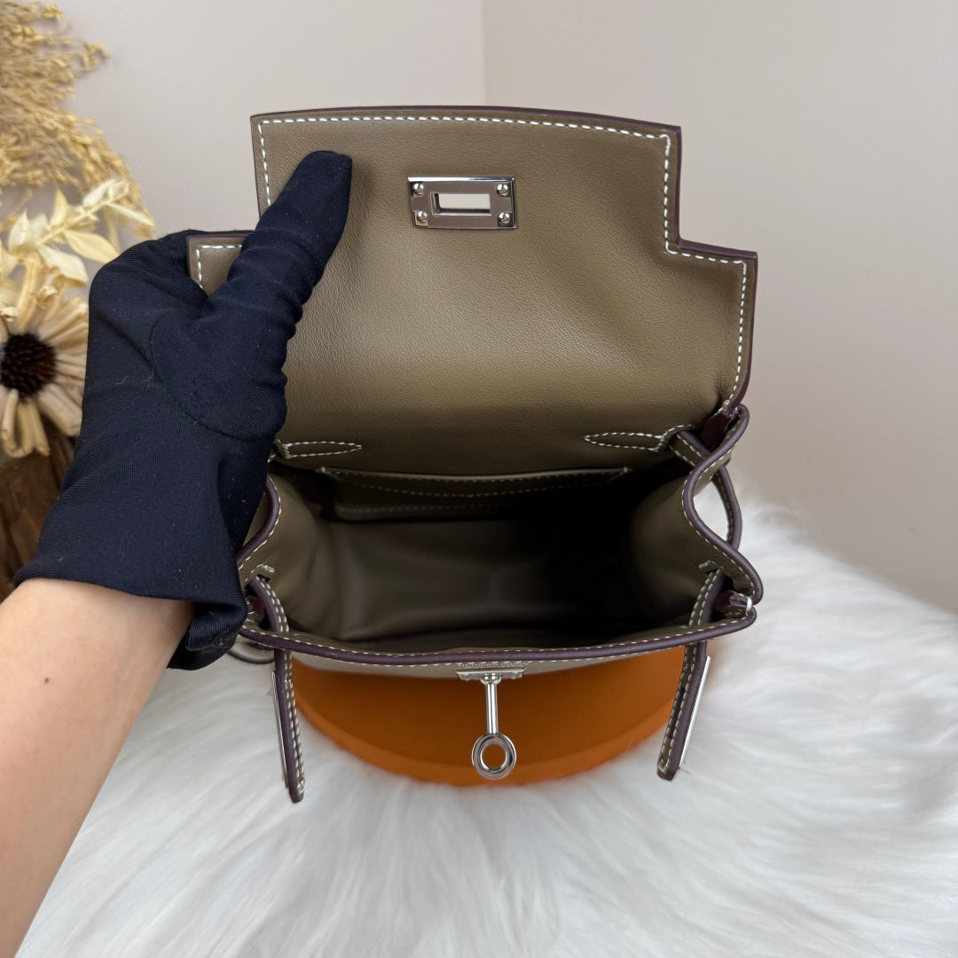HM Kelly Jump Backpack Taupe Brown Cowhide Sliver Hardware 270042