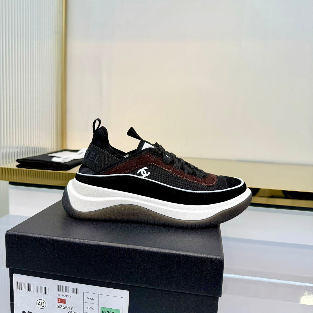 CC 26s Casual Sneakers Black Brown Suede Mesh 928045