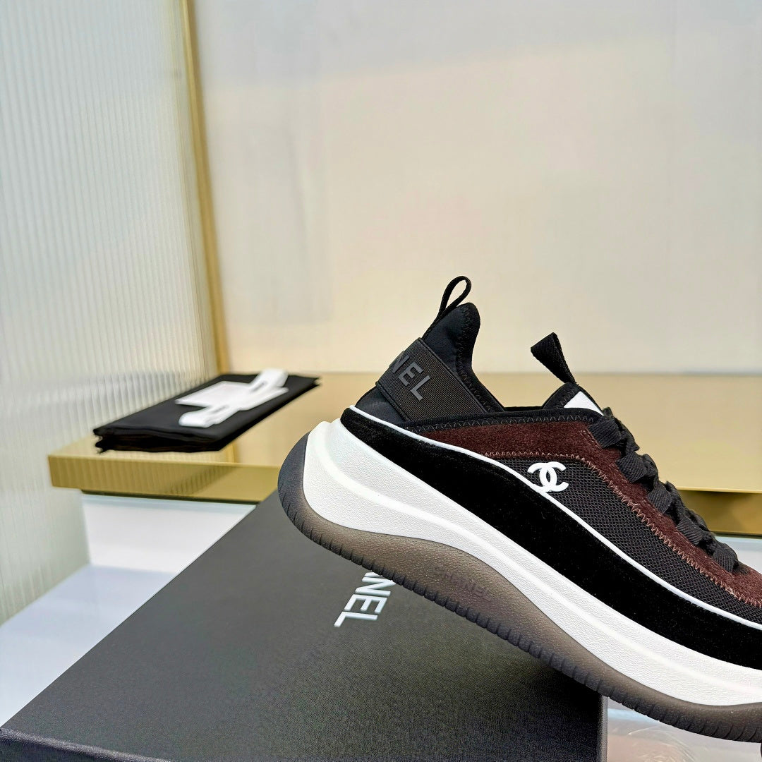 CC 26s Casual Sneakers Black Brown Suede Mesh 928045