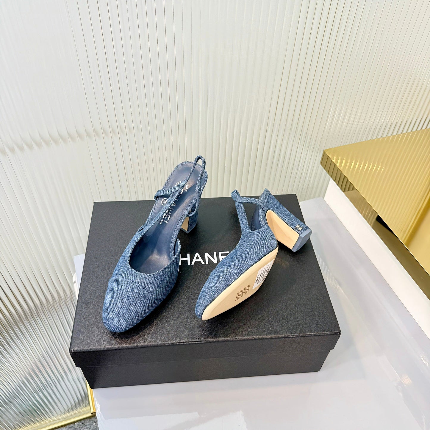 CC 26 Slingback High Heel 9cm Blue Denim 714014