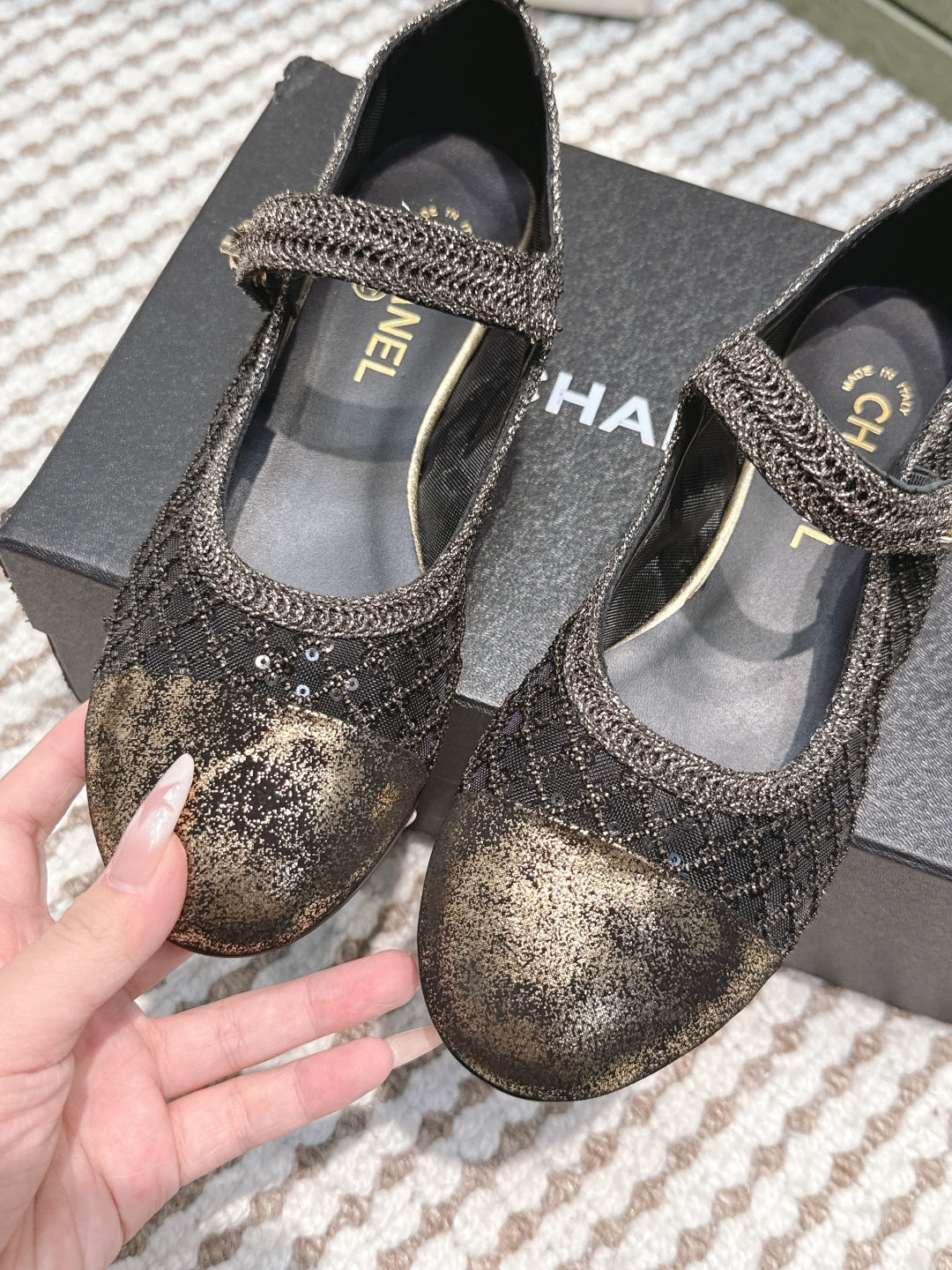 CC 25s AW Ballet Flat Black Sequin Woven 612351