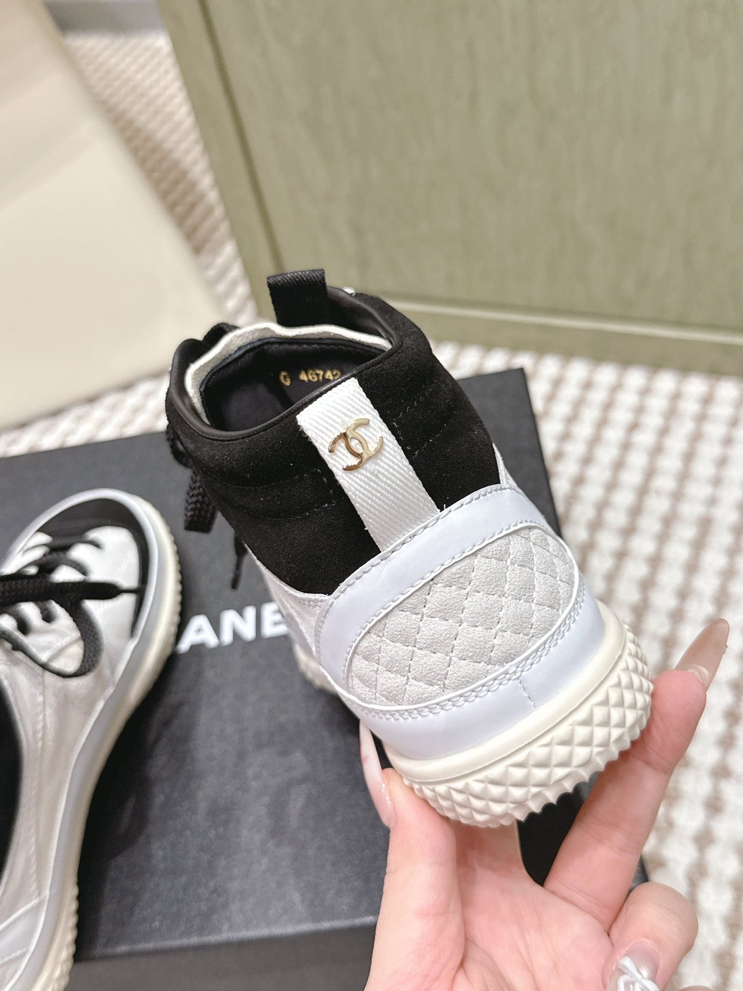 CC 26s High-Top Sneakers In Black And White Calfskin And Suede