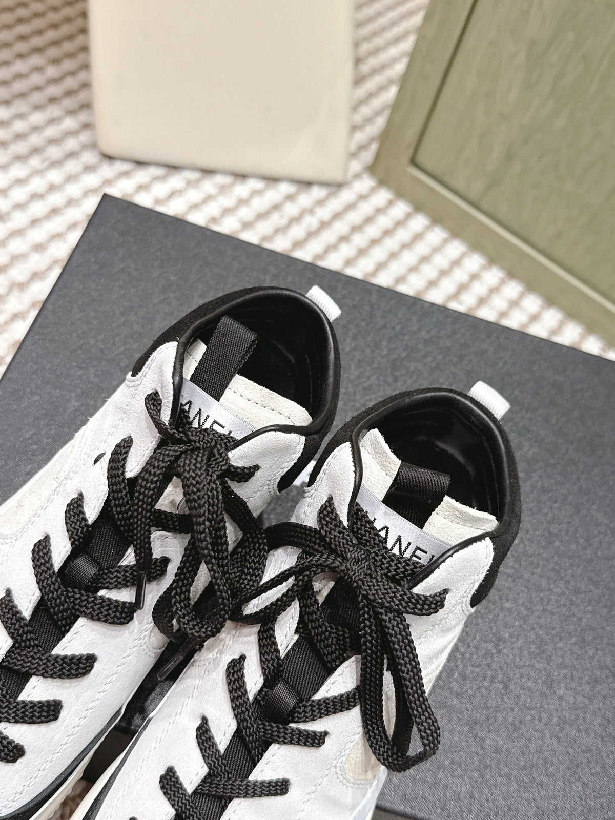 CC 26s High-Top Sneakers In Black And White Calfskin And Suede