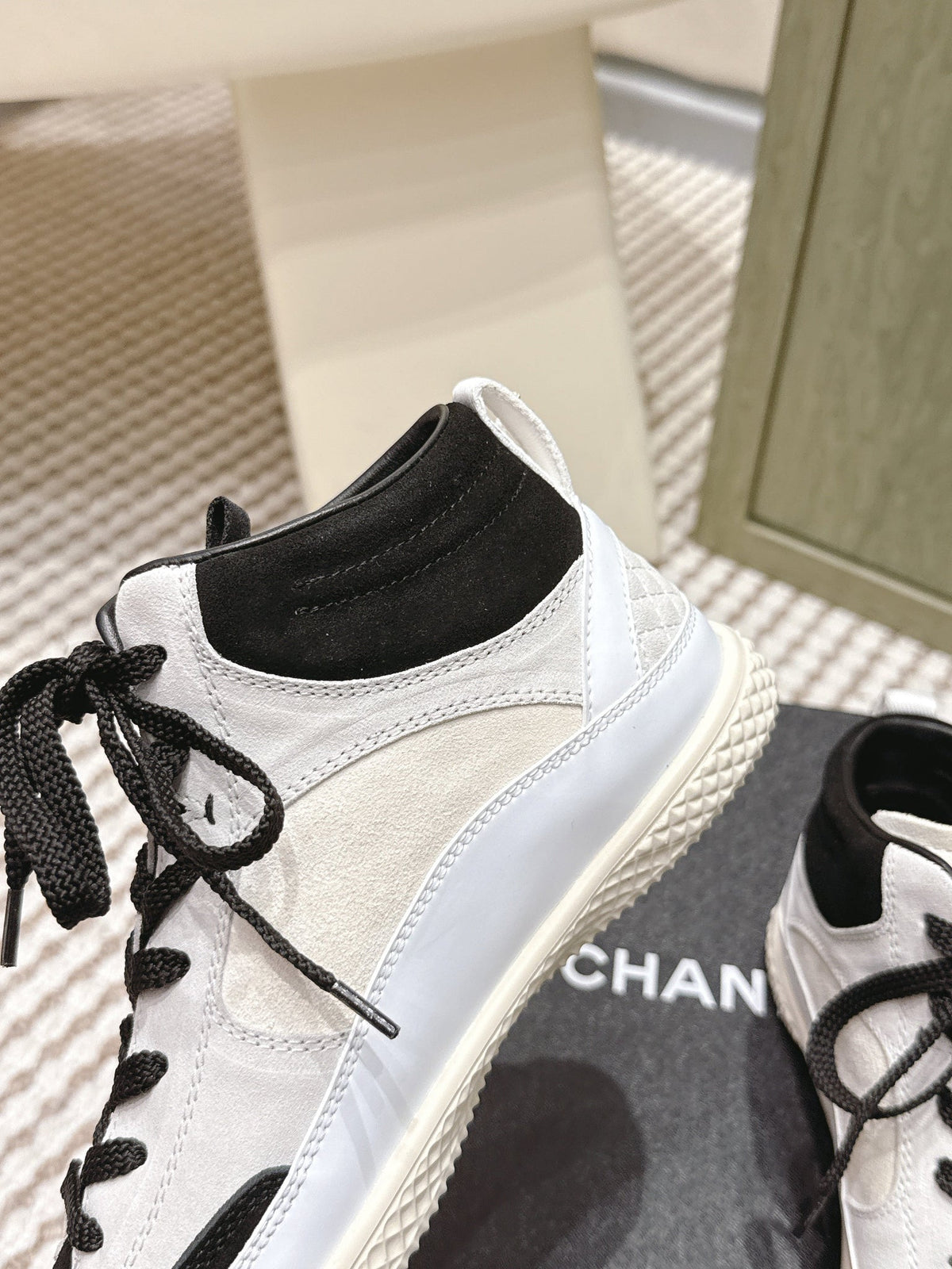 CC 26s High-Top Sneakers In Black And White Calfskin And Suede
