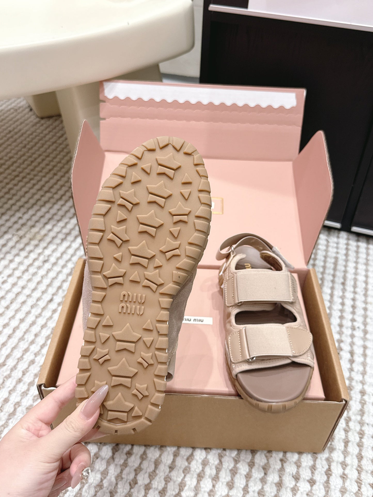 MIU 26 Platform Sandals Light Brown Leather 632331