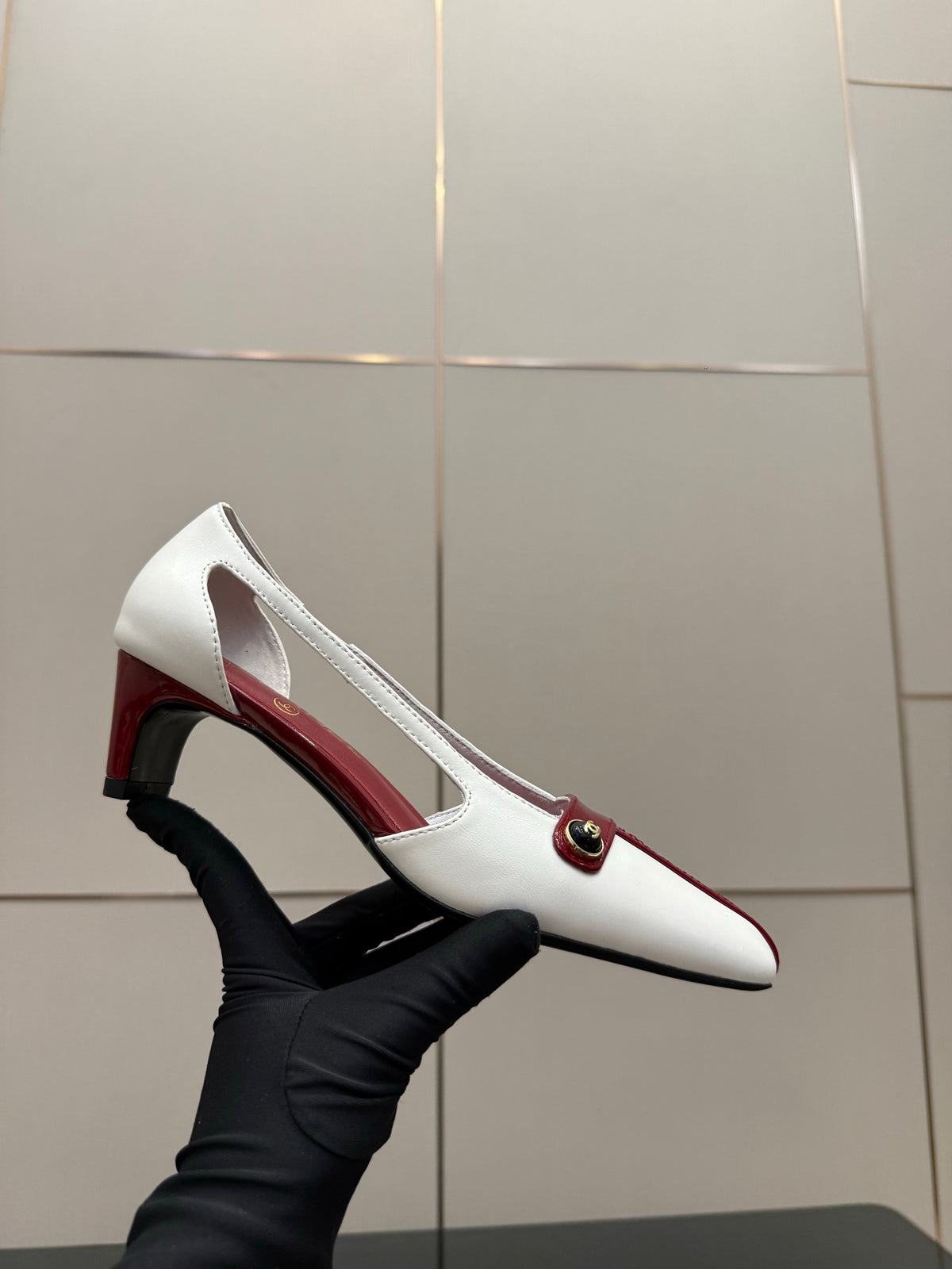 CC 26P Slingback 5cm White Red Patent Leather 791609
