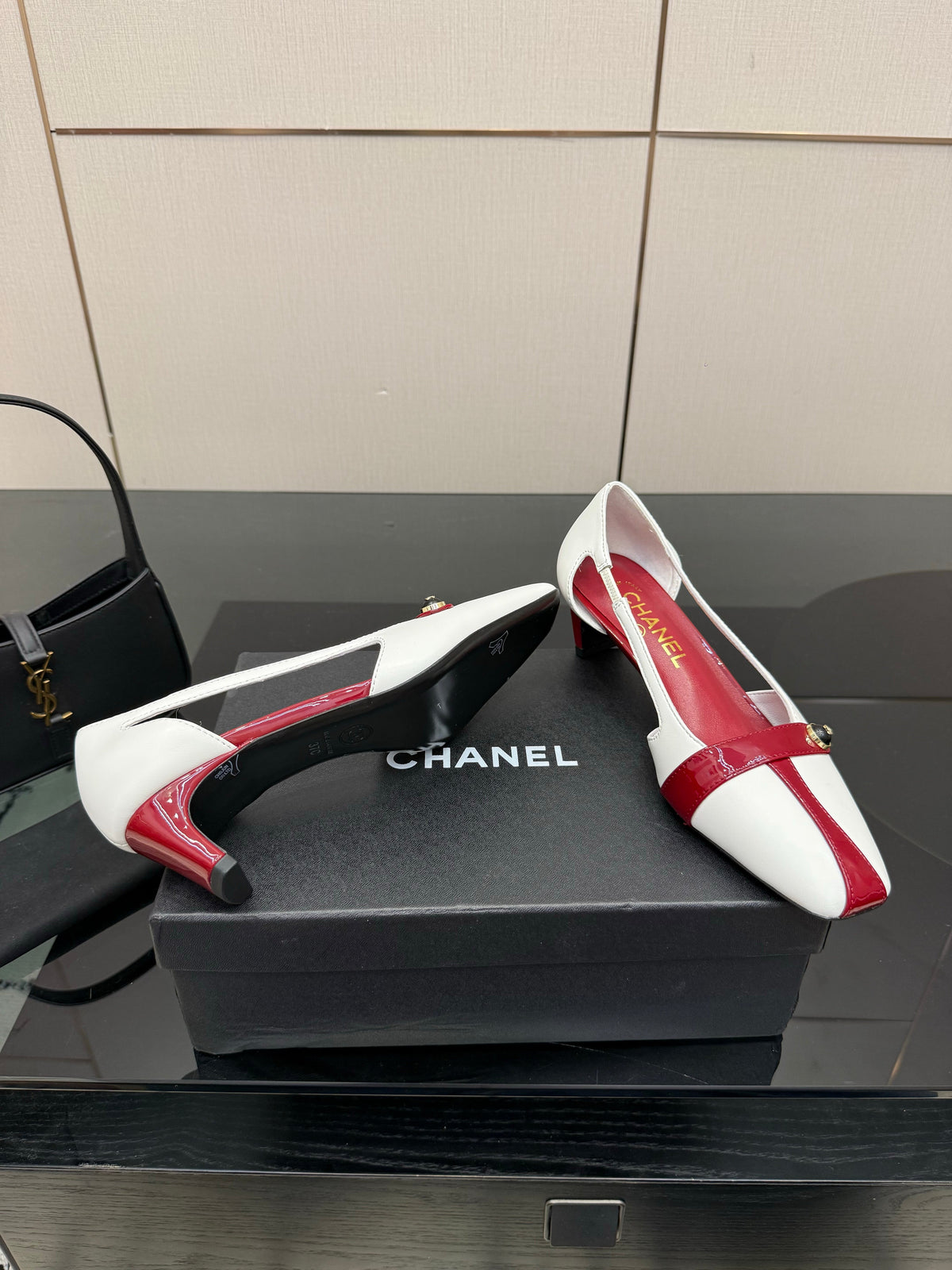 CC 26P Slingback 5cm White Red Patent Leather 791609