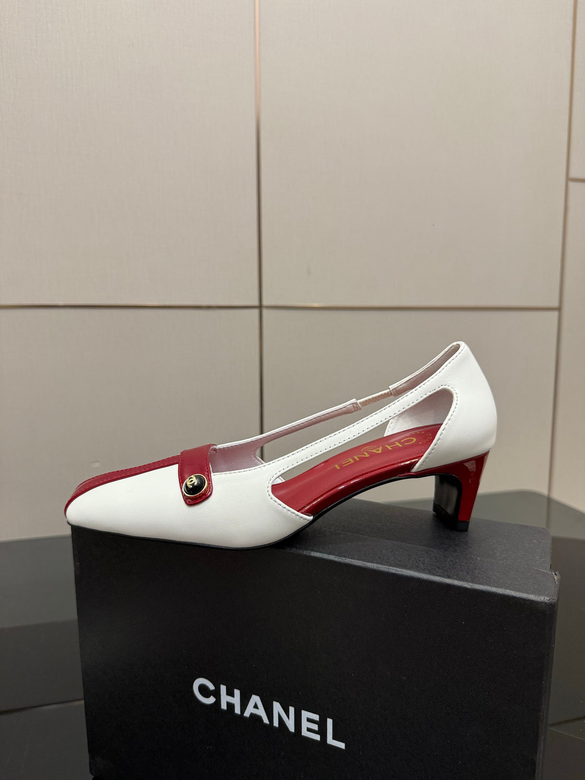 CC 26P Slingback 5cm White Red Patent Leather 791609