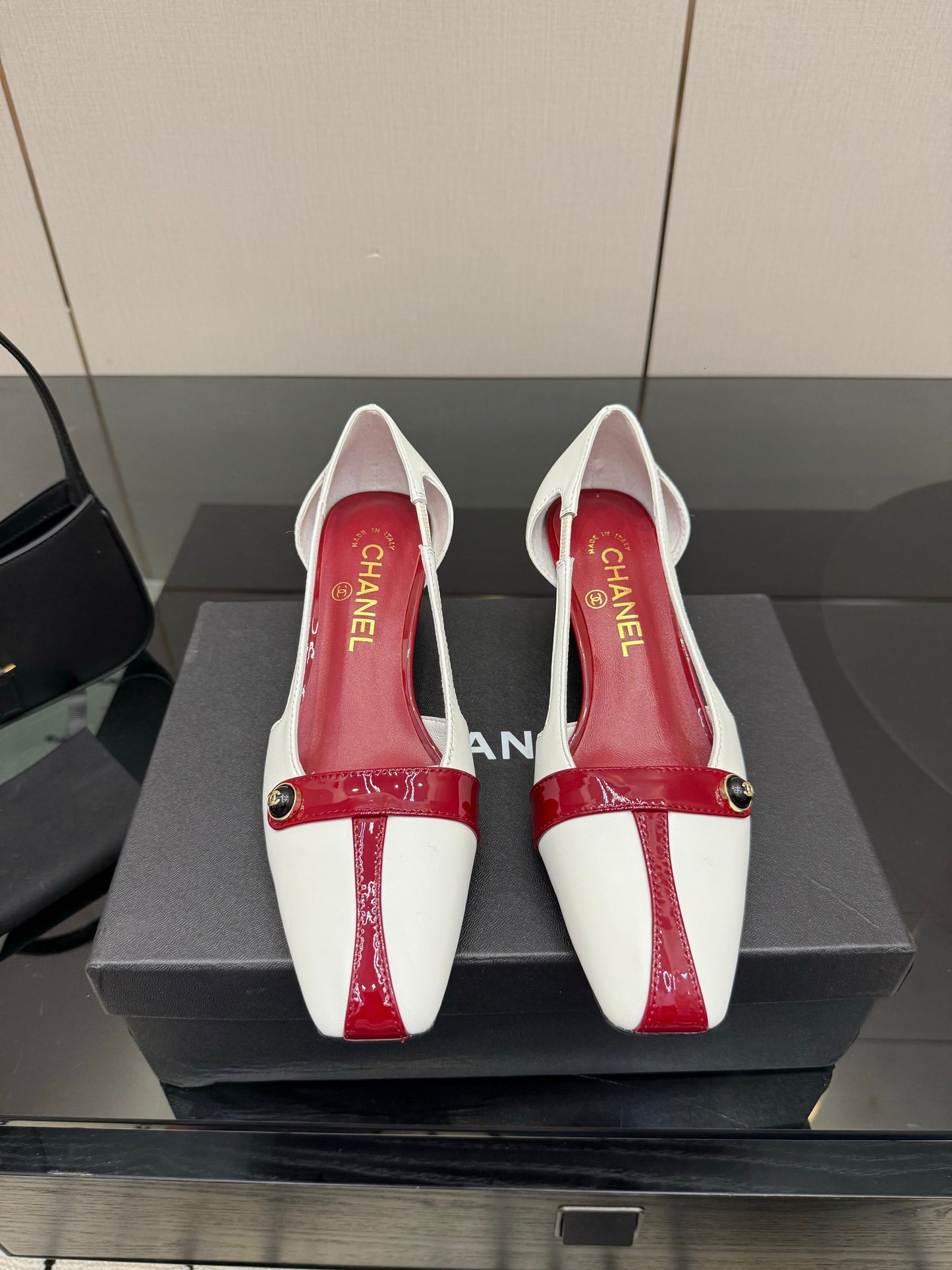 CC 26P Slingback 5cm White Red Patent Leather 791609