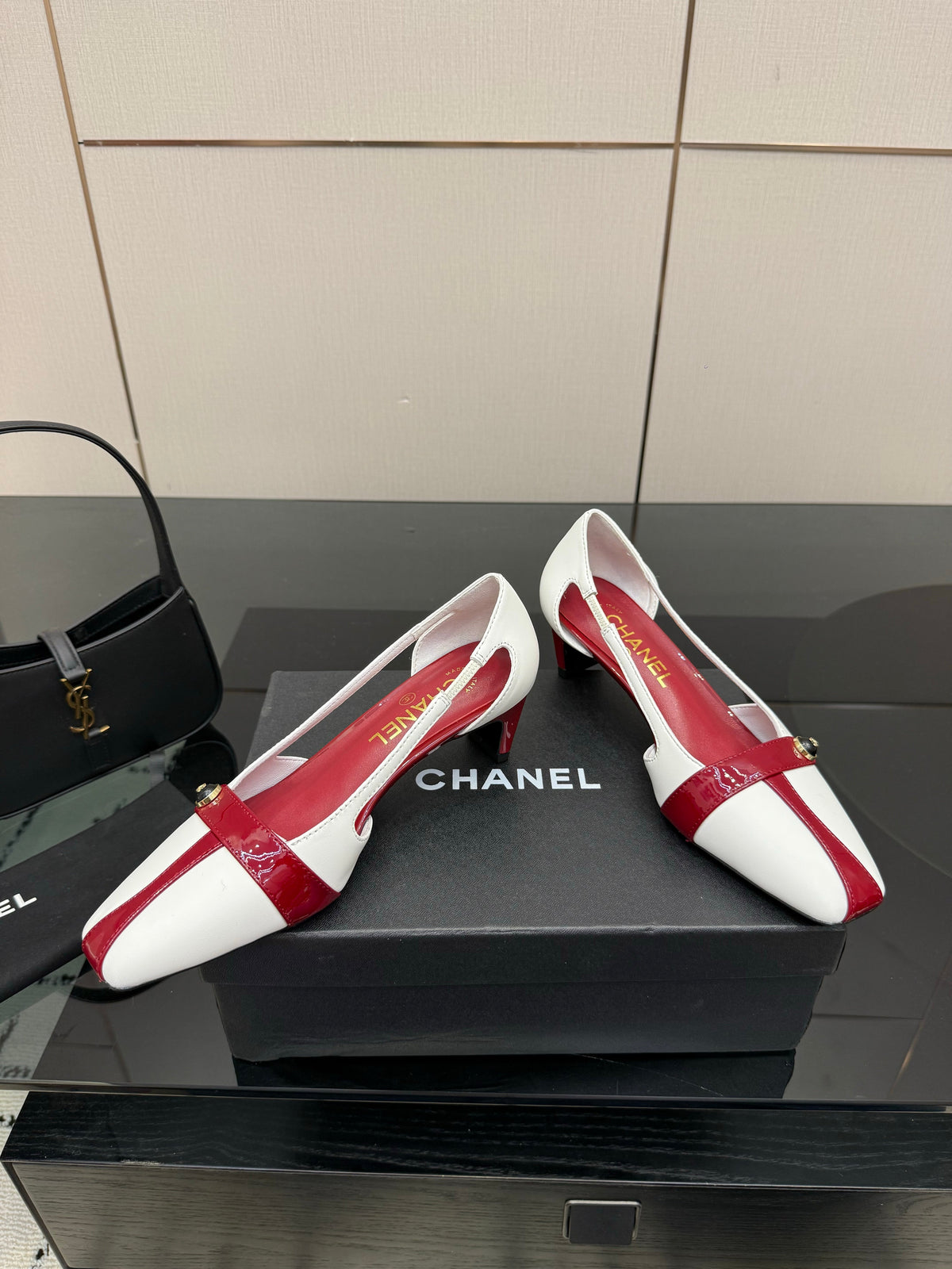 CC 26P Slingback 5cm White Red Patent Leather 791609