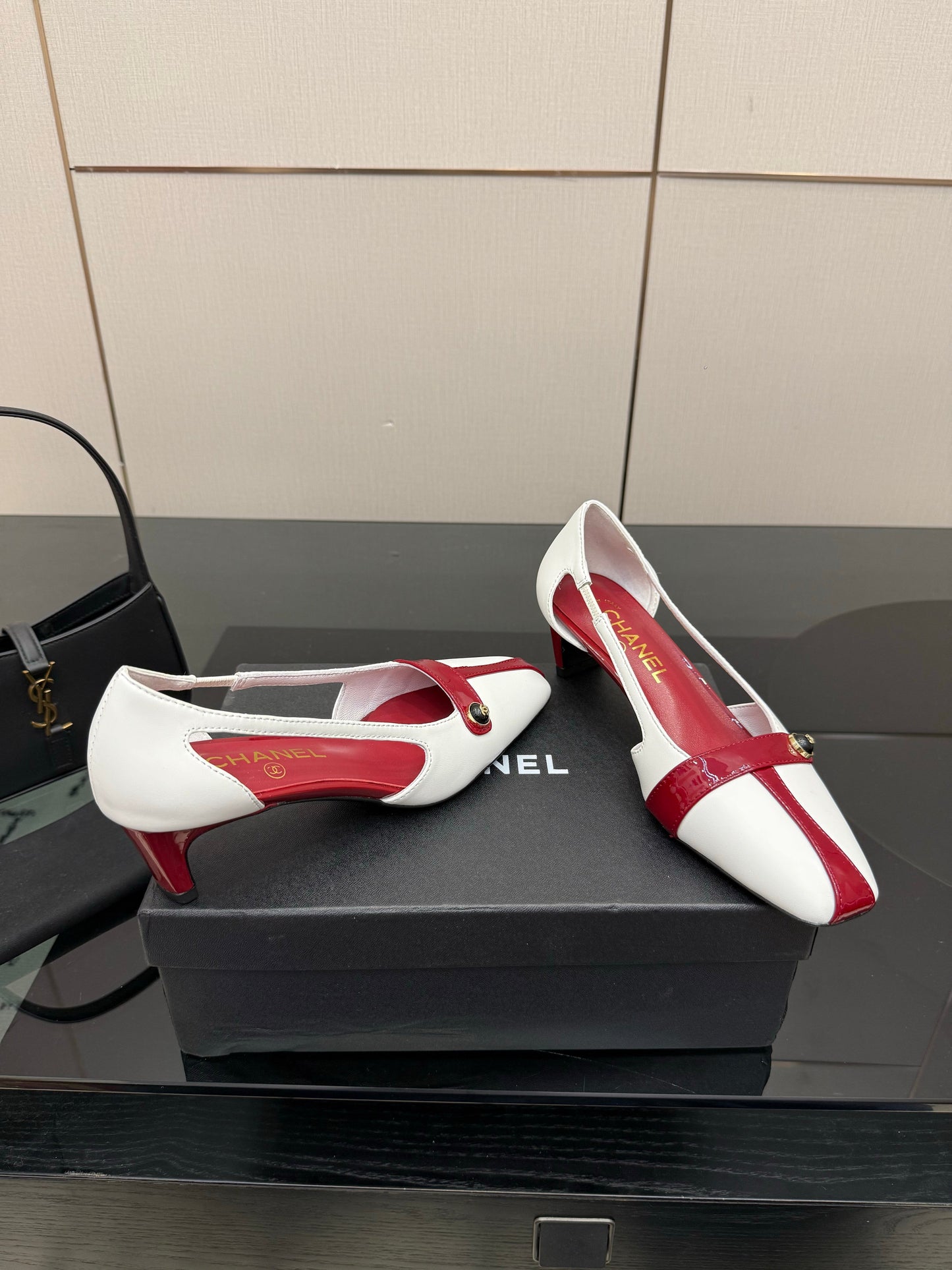 CC 26P Slingback 5cm White Red Patent Leather 791609